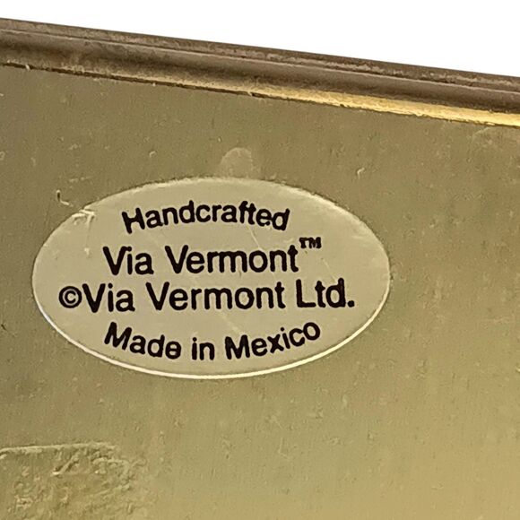 VTG Brass & Pink Slag Glass Trinket Box Cute Girl & Duck Make A Joyful Noise - Picture 7 of 16